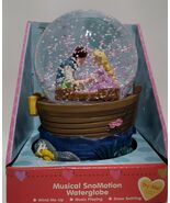 Disney Parks Rapunzel And Flynn Rider Floral Base Snow Globe - $59.39