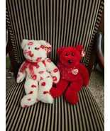 TY Beanie Buddy - SECRET And SMOOCH Valentine&#39;s Bear LOT OF 2 BUDDIES NEW - £19.61 GBP