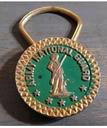 Army National Guard Metal Keychain Green Gold Tone Keyring Vintage Minut... - £9.32 GBP