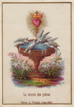 Vintage Sacred Heart of Jesus–Source of Grace w/Doves–8.5x11&quot;–Catholic A... - $14.00