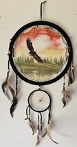 EAGLE FLYING TREES CLOUD SKY BIRD INDIAN DREAMCATCHER 2 RINGS MEDIUM - $16.17