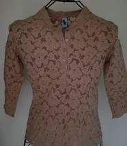 BK France Brand ~ Womens Lace Top ~  Beige Color ~ Size 1/Medium ~ 3/4 S... - $20.00