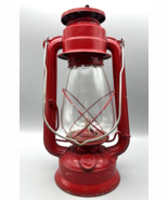 Vintage Butterfly Kerosene Lantern 212 Glass Globe Red Paint Oil Lamp 12&quot; - $39.92 CAD