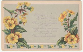 Vintage Postcard Easter Yellow Flowers Greetings Early 1900&#39;s Verse - £5.46 GBP