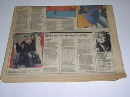 Styx Bette Midler Accent Newspaper Supplement Vintage 1983 Concert Reviews  - $19.99