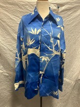 Vintage Tori Richard blue Hawaiian Polyester Flora Aloha Shirt Camp Mens Size L - £25.29 GBP