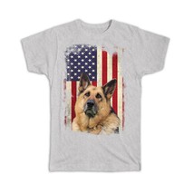German Shepherd USA Flag : Gift T-Shirt Dog Pet K-9 United Police America - £14.38 GBP