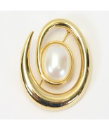 Vintage Monet Faux Pearl Gold Tone Swirl Brooch Pin Signed 1.8&quot; H x 1.4&quot; W - €6,76 EUR