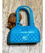 Mattel Barbie Doll Golden Retriever Puppy Dog With Tote Carrier Teal Bone - $9.90