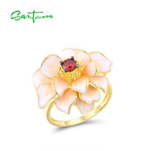Silver rings for women glamorous white lotus flower garnet zirconia trendy fine jewelry thumb200