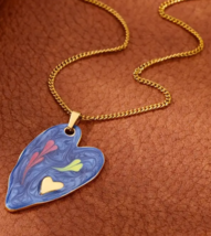 Simply Elegant Colorful Enamel Heart Design Pendant Necklace - £10.21 GBP+