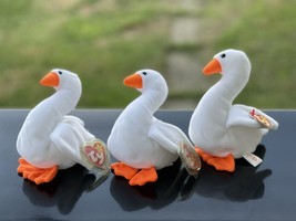 LOT of 3 Ty Beanie Babies Gracie The Swan White 1996 Birds Plush - £13.19 GBP