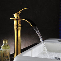 Modern single hole gold Bathroom Sink Faucets Vessel tall Tap - £70.05 GBP