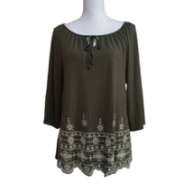 ECLA Womens Boho Peasant Tunic Top Size XL Green - $14.05