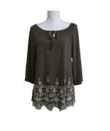 ECLA Womens Boho Peasant Tunic Top Size XL Green - $14.05