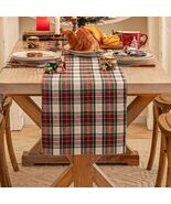 Traditional Christmas Plaid Table Runner White Red Green 72 inch Holiday... - $20.95