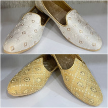 Mens Jutti Indian ethnic Mojari Wedding Khussa Shoes US size 8-12 Gold &amp;... - £26.63 GBP