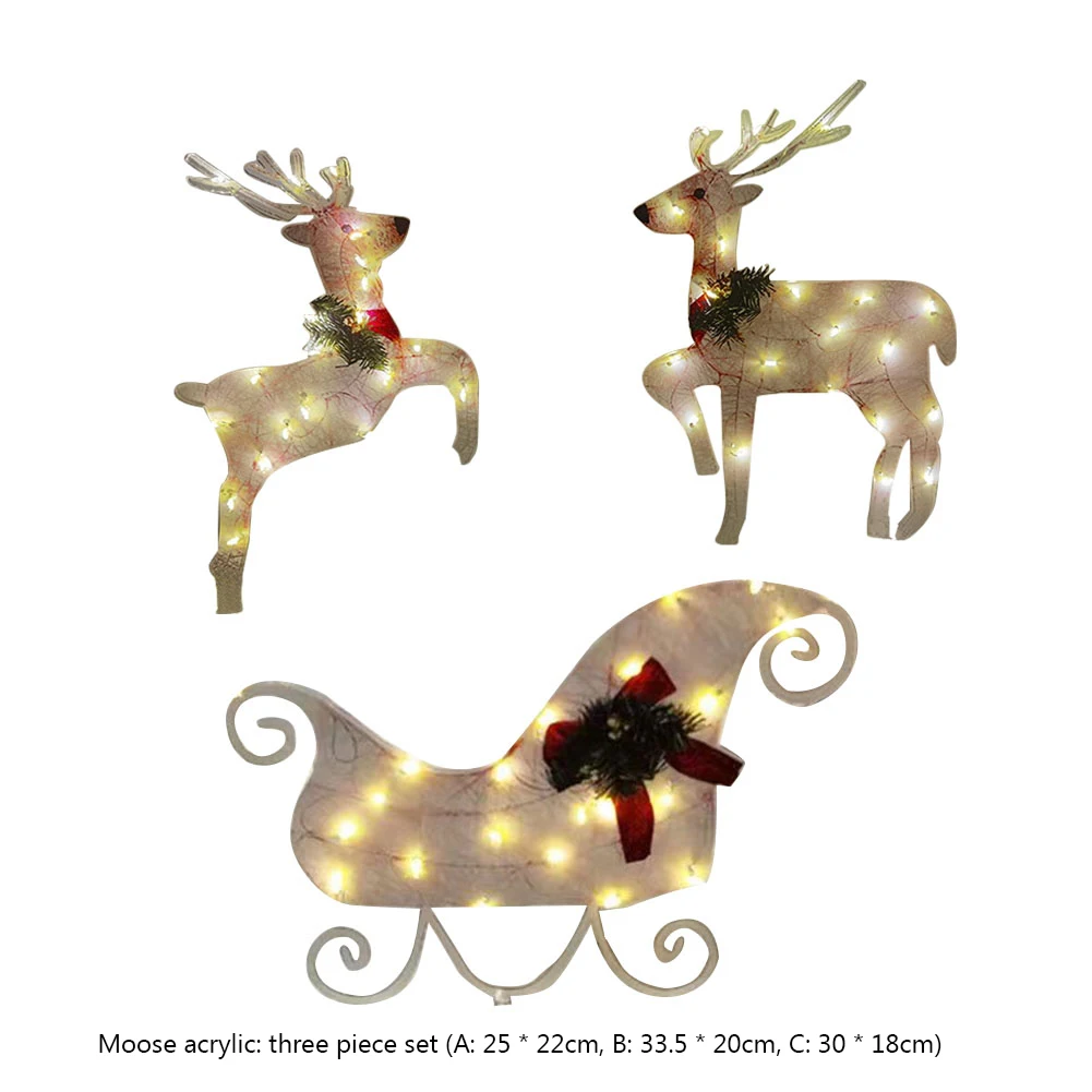 Christmas Light Up Elk Ornaments Acrylic  Craft Art Garden Stakes Glowing Lights - £66.81 GBP