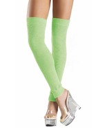 Neon Green Thigh High Leg Warmers Ribbed Acrylic Knit Retro Costume 80s ... - £8.78 GBP