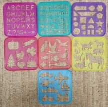 7 Vintage Tuppertoys Stencil Art Set Letters Holidays Animals Shapes - $31.88 CAD