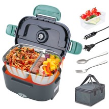 Electric Lunch Box Food Heater With 2 Compartments 70W Leakproof Portabl... - £37.73 GBP