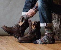 Handmade Men&#39;s Brown Color Leather Boot, Men&#39;s Ankle High Lace Up Fashio... - $149.99