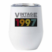 Custom 1997 Tumbler 25 Years Old 25th Birthday Color Retro Wine Cup 12oz Gift - £17.90 GBP