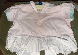 Vintage Baby Dress Pink Blue Cotten Blend Handmade Embroidered  Collar - £4.63 GBP