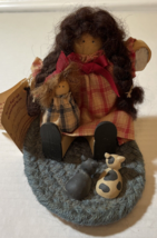 Vintage Lizzie High 1992 The Little Ones Wooden Doll With Baby &amp; 2 Kittens W/tag - £14.73 GBP