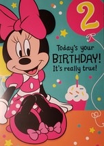 Minnie Mouse Card Birthday 2 Year-Old &quot;Today&#39;s your Birthday It&#39;s Really True&quot; - £3.06 GBP