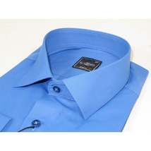 Men's Shirt, Hankie CASILA Turkey Cotton Blend Long Sleeves 502030-05 Solid Blue image 5