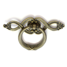 Vintage Antique Brass Tone Ornate Drop Bail Drawer Pull Victorian Style - $2.57