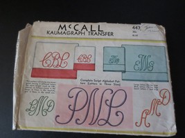 Vintage McCall Kaumagraph Transfer Pattern 447 Monograms Used - $15.00