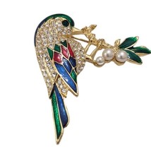 Vintage Jewelry Signed DJV 14K Gold Plated Stunning Enamel and Rhinestone - £15.55 GBP