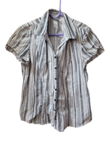Women&#39;s Butterfly Label Striped Button Down Front Blouse Shirt - Size L - $16.99