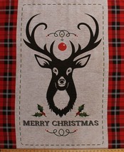 35.5&quot; X 44&quot; Panel Holiday Deer Northwoods Christmas Plaid Cotton Fabric D381.38 - £7.90 GBP