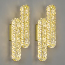 Gold Wall Sconces Set Of Two Modern Bathroom Sconces Led Vanity Lights Oval Crys - £131.27 GBP