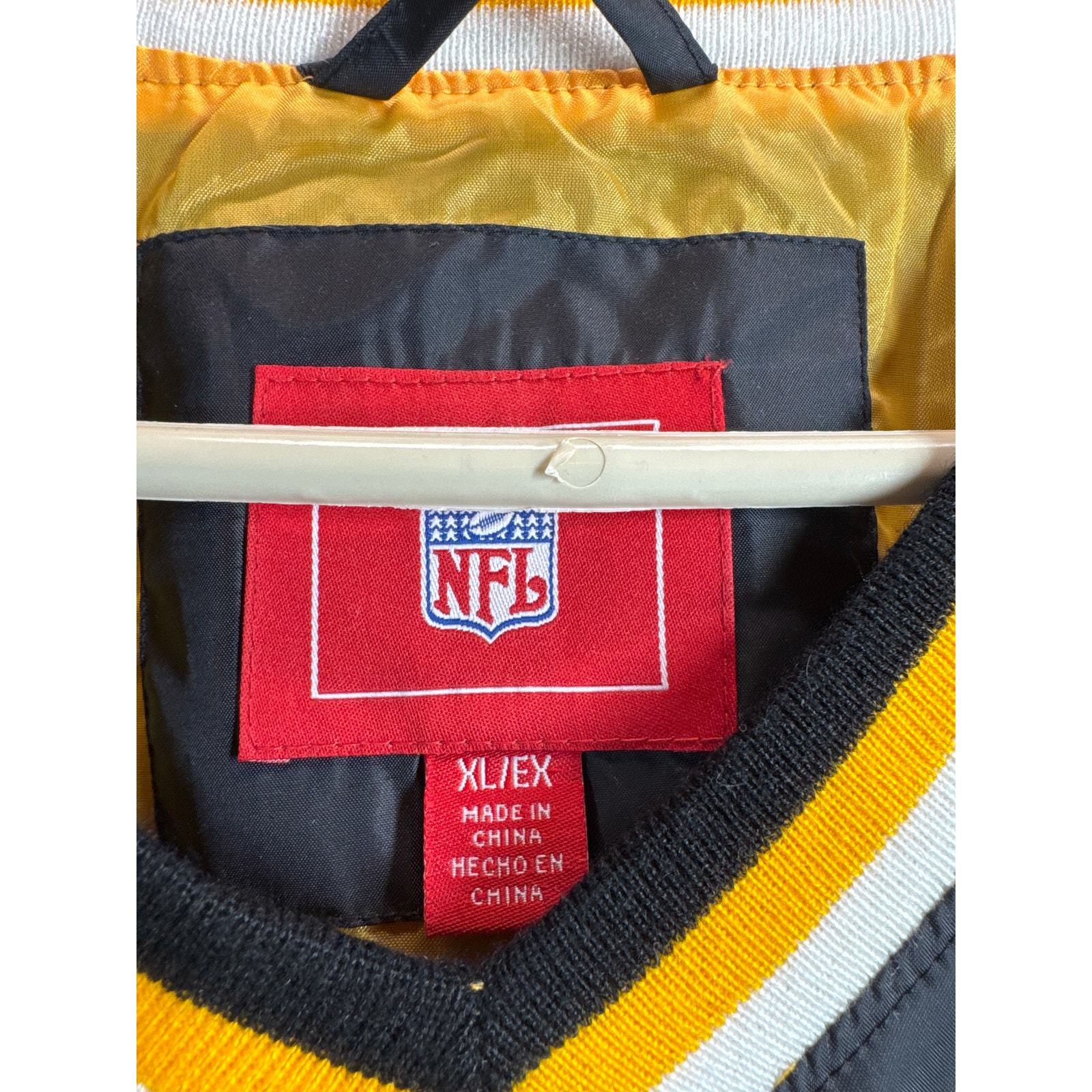 NFL Pittsburgh Steelers Pull Over Jacket Yellow Black Colorblock V Neck Mens XL Item image 3