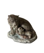 Franklin Mint Snow Leopard and Cub Figurine Porcelain Endangered Wildlif... - $21.55