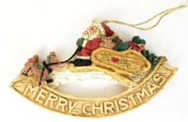 Vintage Santa Sleigh ride Merry Christmas Ornament resin rustic - £8.01 GBP