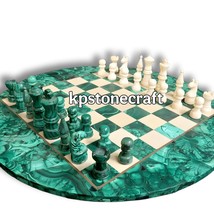 Luxury Malachite Chess Set | Handmade Green Gemstone Chess Board | Elegant Marbl - £506.36 GBP