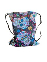 Sugar Floral Skull Black Tote Bag, Drawstring Bag, - £31.55 GBP