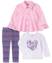 Kids Headquarters Infant Girls Fleece Jacket T-Shirt And Leggings Set 6-9 Months - £18.60 GBP