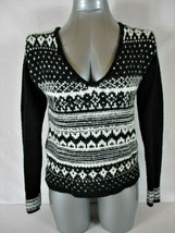 AEROPOSTALE womens Medium L/S black white WOOL BLEND sweater (B2)P - $10.98