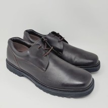 Rockport Men&#39;s Oxfords Size 11.5 M Derby Plain Toe Brown 2 Eyelet Dress Shoes - £36.07 GBP