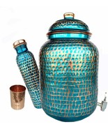 Pure copper Hammered water storage Tank Blue pot 4 ltr capacity with Tum... - £84.19 GBP