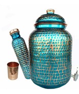 Pure copper Hammered water storage Tank Blue pot 4 ltr capacity with Tum... - $107.51