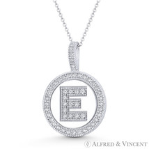 Initial Letter &quot;E&quot; Halo CZ Crystal Pave 14k White Gold 19x13mm Necklace Pendant - £110.46 GBP+