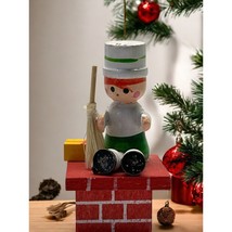 Chimney Sweep Christmas Tree Ornament Wood Vintage Hand Painted 2.5&quot; Tall - £7.83 GBP