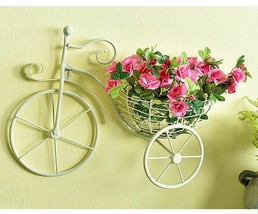 Wrought Iron Bicycle Wall Hanging Flower Basket Suspension Container Home Decor  - £33.12 GBP+